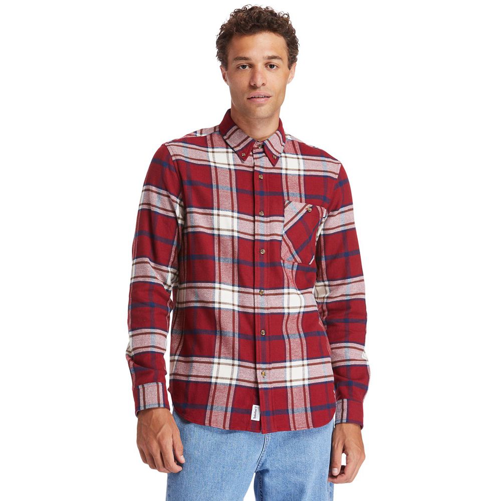 Timberland Mens Shirts Back River Heavy Flannel Check - Red/White - India WF8143207